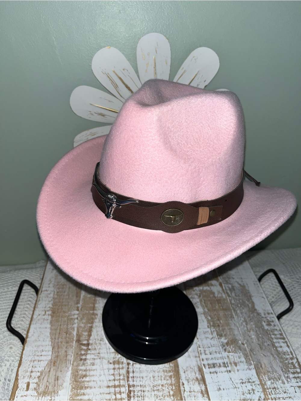 Pink Felt Western Hat with Western Accent Brown Band